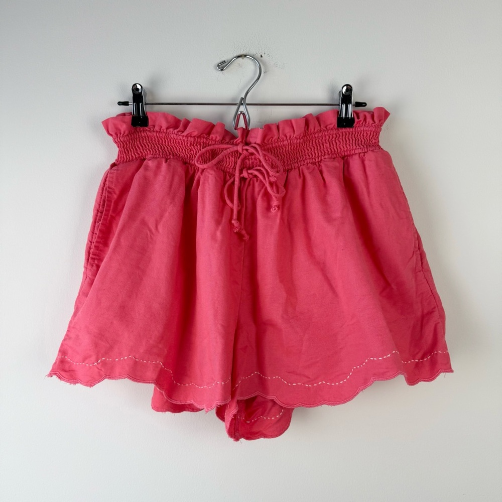 Anthropologie Coral Pink High-Waist Paperbag Shorts